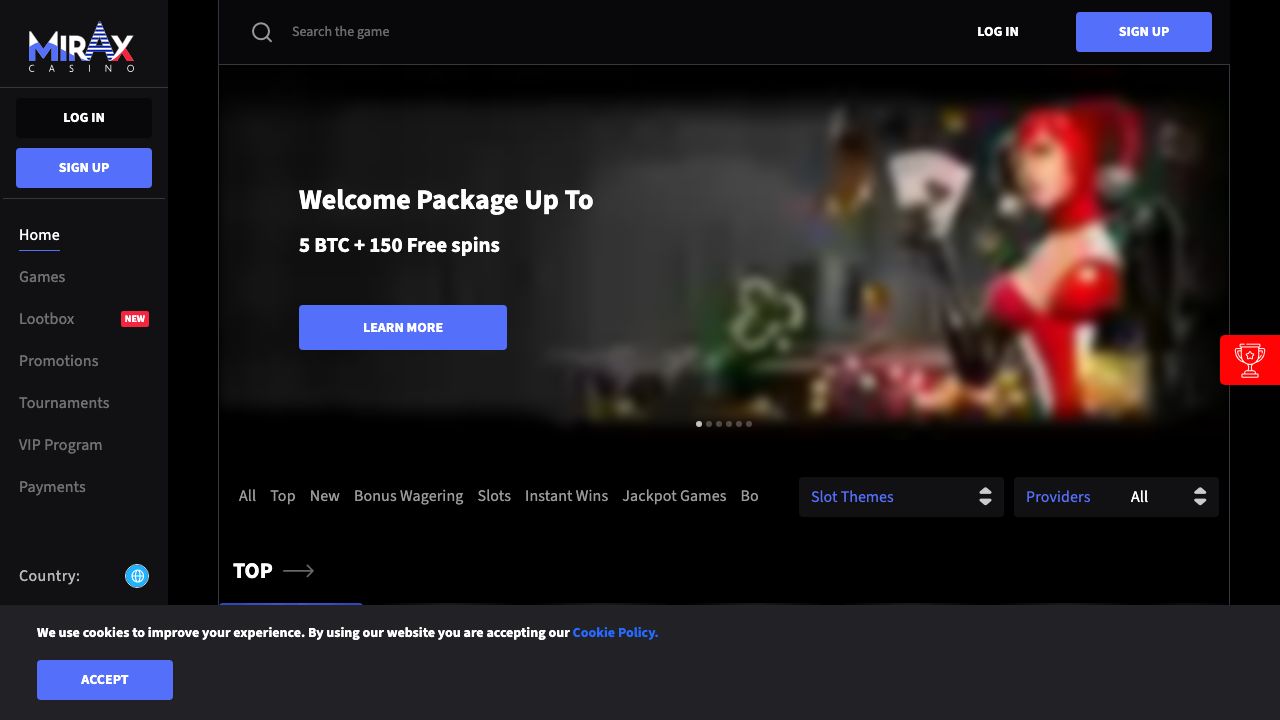 Mirax Casino screenshot